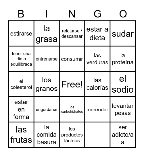 Chapter 8 | Spanish |  Bingo Card