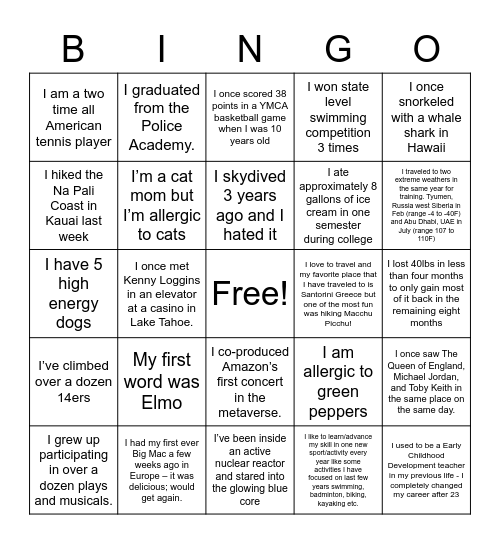 Wednesday Cohort Bingo Card