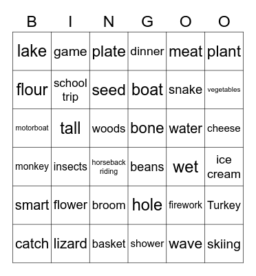 KIDS 3 VOCABULARY REVIEW Bingo Card