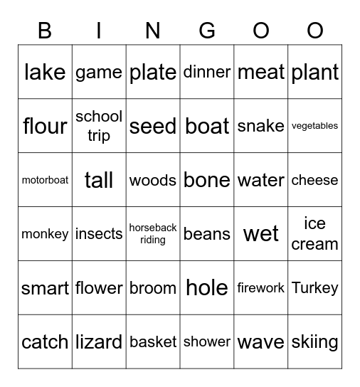 KIDS 3 VOCABULARY REVIEW Bingo Card