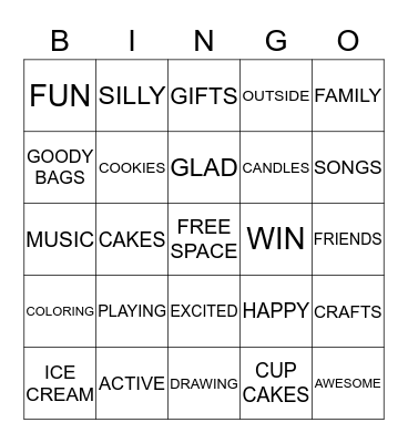 Birthday Bingo Card