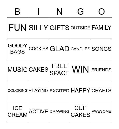 Birthday Bingo Card