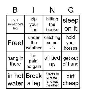 AM Bingo Card