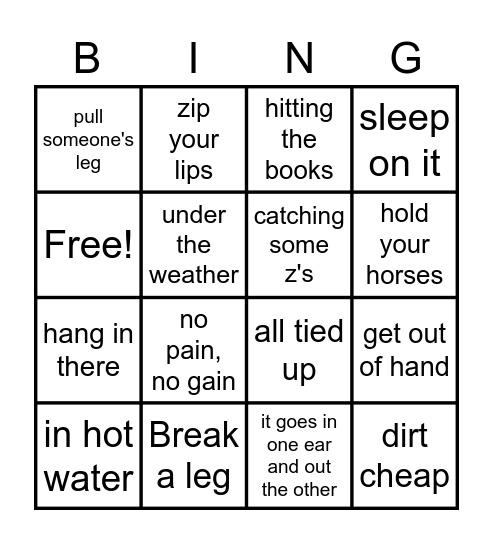 AM Bingo Card