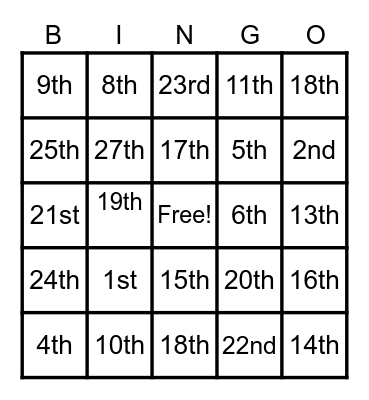 Woooo Amendments! Bingo Card