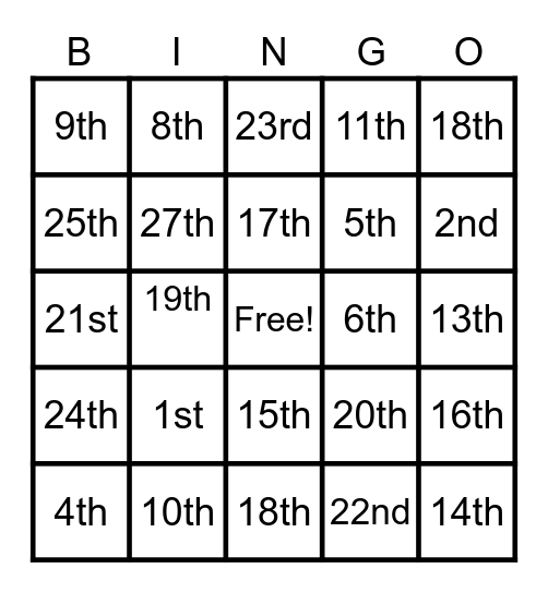 Woooo Amendments! Bingo Card