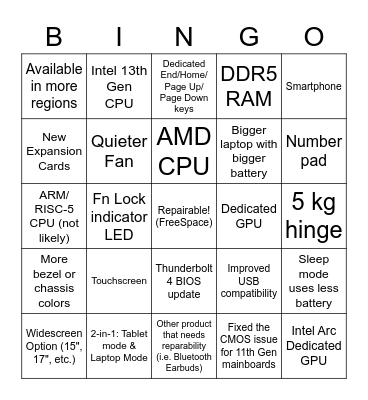 Framework Event Bingo Card