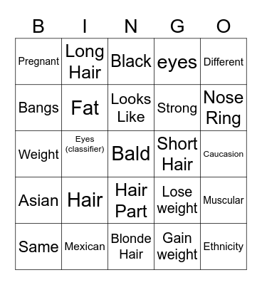 clothes list 5 Bingo Card