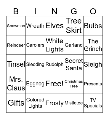 Christmas Bingo 2015 Bingo Card