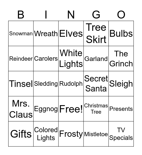 Christmas Bingo 2015 Bingo Card