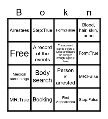 Booking Bingo Card