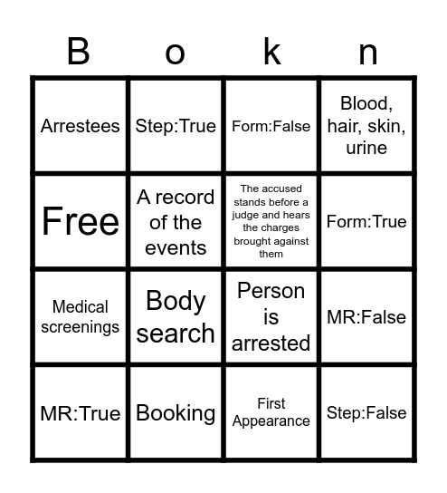 Booking Bingo Card