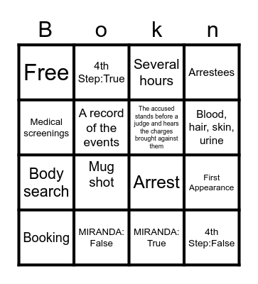 Booking Bingo Card
