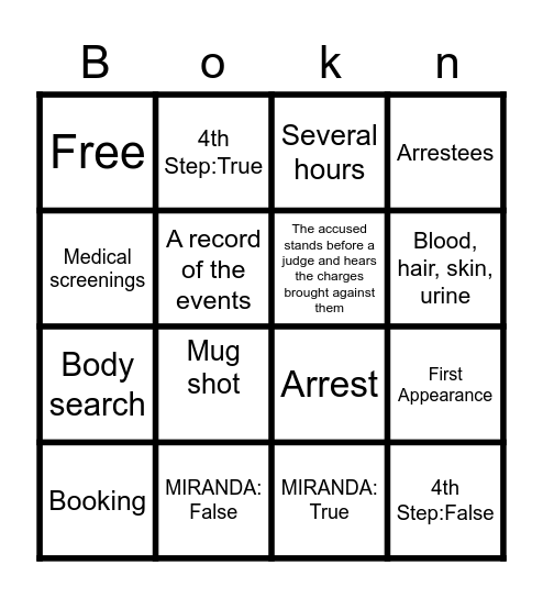 Booking Bingo Card