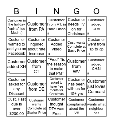 Name:_____________Disco Bingo (please provide acct. # for anything with a______ at the bottom) 1 Square Per Account Bingo Card