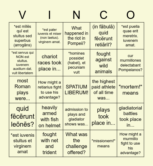 entertainment culture! Bingo Card