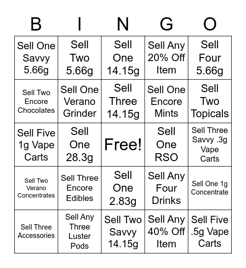Sell To Win! Bingo Card