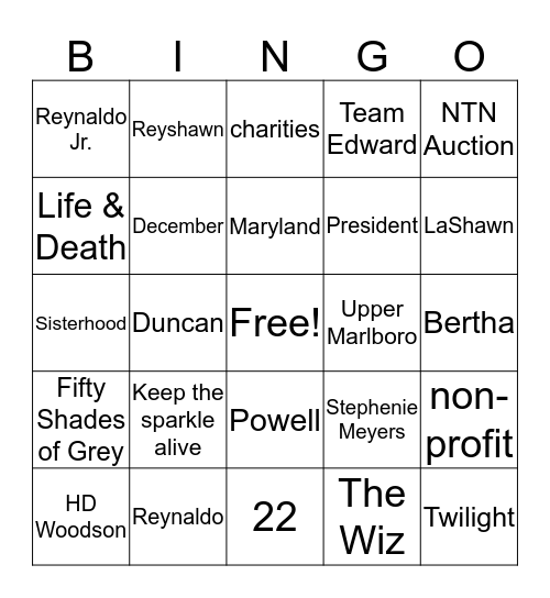 LaShawn's Birthday Bingo Card