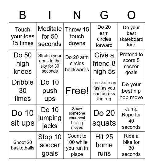 Sporty Bingo Card