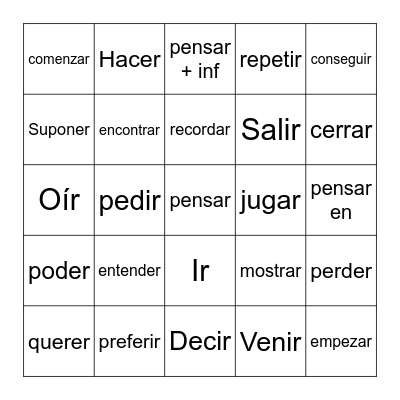 Lección 4 Verbs Bingo Card