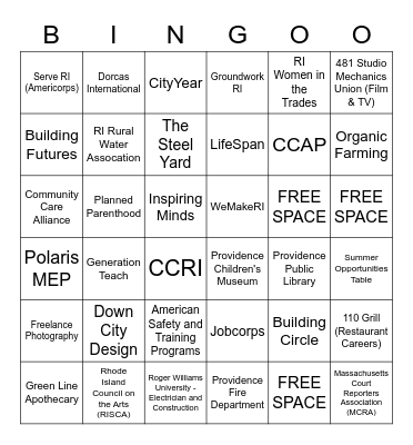 Not College Fair Bingo! Bingo Card