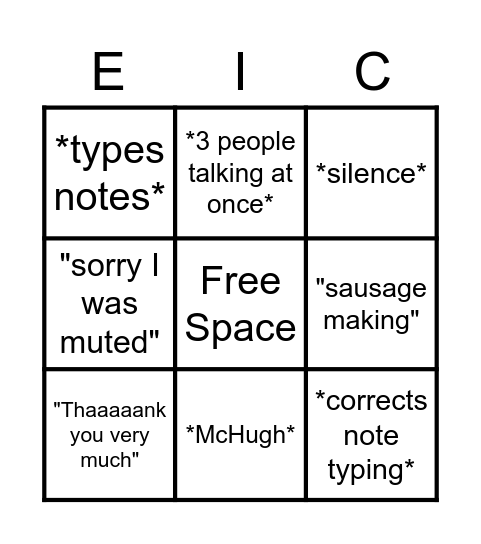 EIC BINGO Card