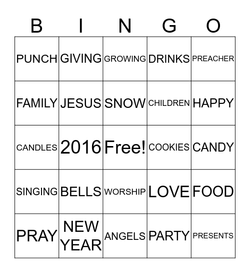 NEW YEAR'S 2016 Bingo Card