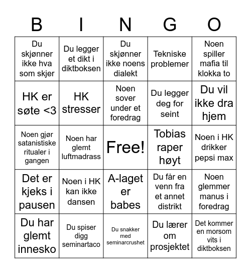 VÅRSEM 2023 EPISK BINGO Card