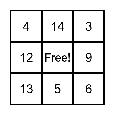 BINGO TIME! Bingo Card