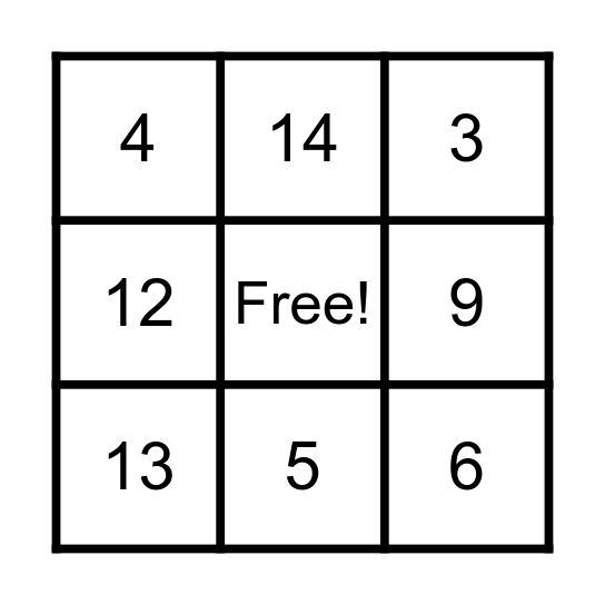 BINGO TIME! Bingo Card