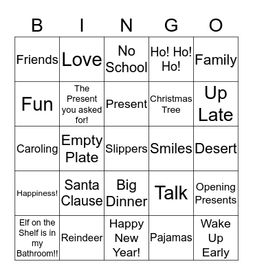 Christmas Bingo!!!! Bingo Card