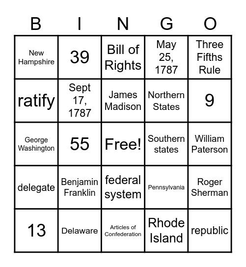 Const Bingo Card