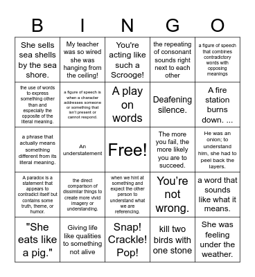 FIGURE OF SPEECH Bingo Card