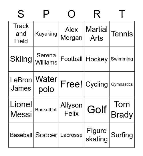 Sports Bingo Card