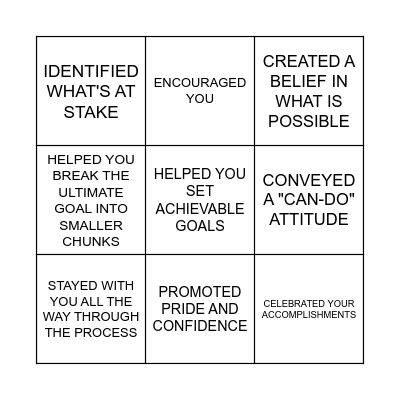 ENERGIZES OTHERS TIC TAC TOE! Bingo Card