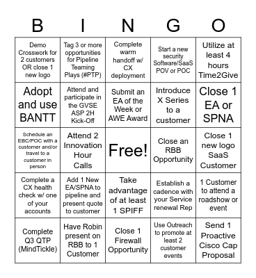 Highrollers Q3 Bingo Card