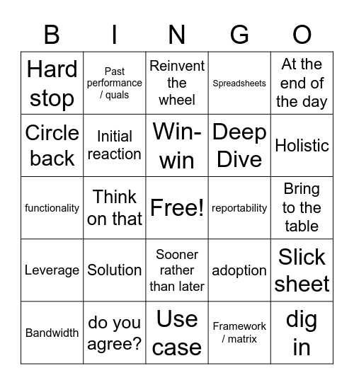 Consulting Lingo Bingo Card