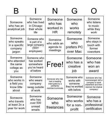 UWIB Mingle Bingo Card