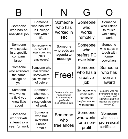 UWIB Mingle Bingo Card