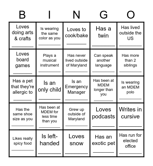 Get to know DRR! Bingo Card