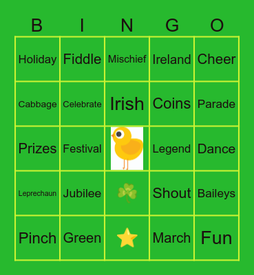 UPB St. Patty's Bingo Card