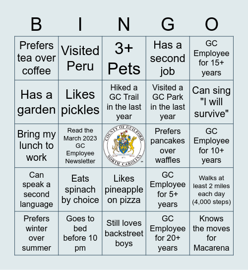 NACo Bingo Bash Bingo Card