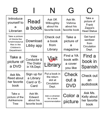Pratt Bingo Card