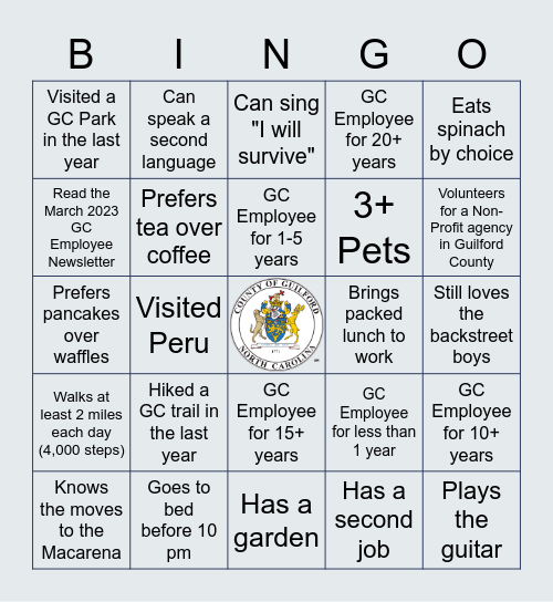 NACo Bingo Bash Bingo Card