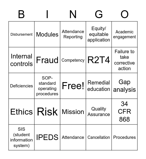 Title IV Bingo Card