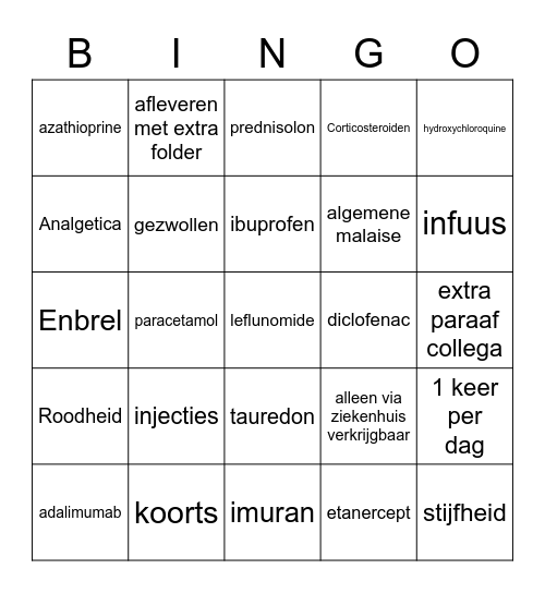 Reuma Bingo Card