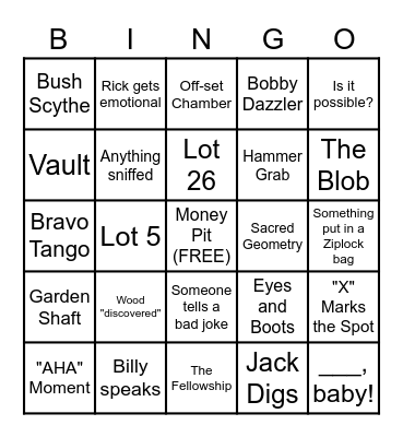 Curse of Oak Island Bingo Card