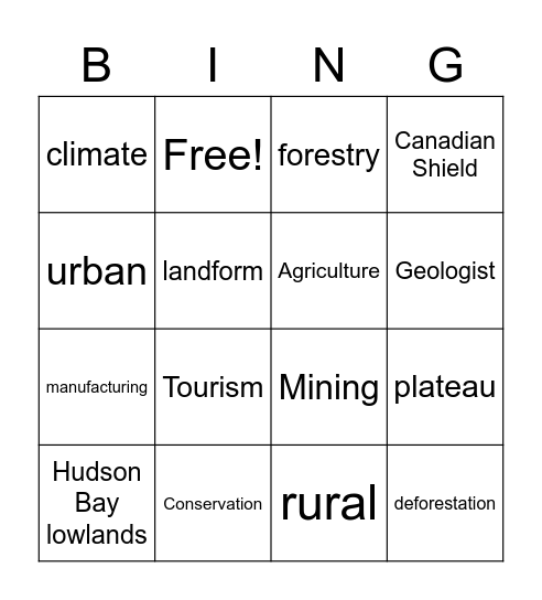 Ontario Bingo Card