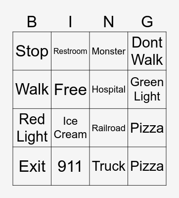 Community Safety Signs Bingo Card
