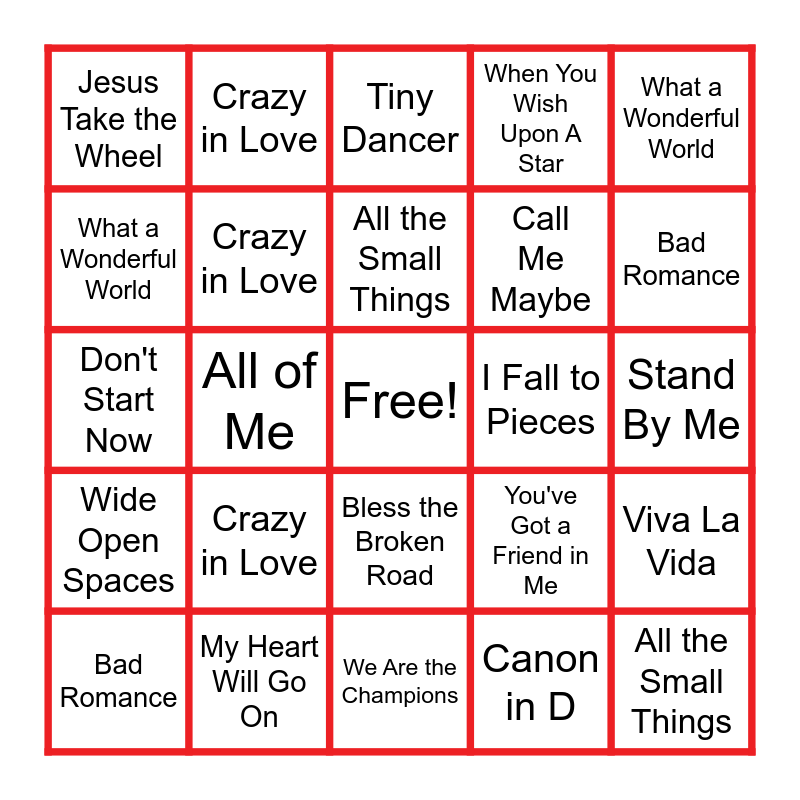 STRINGO ROUND 1 Bingo Card